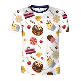 Мужская футболка 3D спортивная с принтом Sweet time в Санкт-Петербурге, 100% полиэстер с улучшенными характеристиками | приталенный силуэт, круглая горловина, широкие плечи, сужается к линии бедра | candy | капкейп | милый | мороженое | пирожное | торт