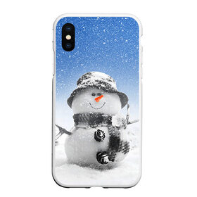 Чехол для iPhone XS Max матовый с принтом Снеговик в Санкт-Петербурге, Силикон | Область печати: задняя сторона чехла, без боковых панелей | 2016 | winter | год | зима | мартышка | новогодний | новый | обезьяна | обезьянка | подарок | с новым годом | снег | снеговик