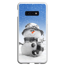 Чехол для Samsung S10E с принтом Снеговик в Санкт-Петербурге, Силикон | Область печати: задняя сторона чехла, без боковых панелей | Тематика изображения на принте: 2016 | winter | год | зима | мартышка | новогодний | новый | обезьяна | обезьянка | подарок | с новым годом | снег | снеговик