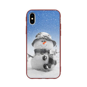 Чехол для Apple iPhone X силиконовый матовый с принтом Снеговик в Санкт-Петербурге, Силикон | Печать на задней стороне чехла, без боковой панели | 2016 | winter | год | зима | мартышка | новогодний | новый | обезьяна | обезьянка | подарок | с новым годом | снег | снеговик