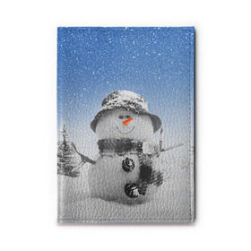 Обложка для автодокументов с принтом Снеговик в Санкт-Петербурге, натуральная кожа |  размер 19,9*13 см; внутри 4 больших “конверта” для документов и один маленький отдел — туда идеально встанут права | Тематика изображения на принте: 2016 | winter | год | зима | мартышка | новогодний | новый | обезьяна | обезьянка | подарок | с новым годом | снег | снеговик
