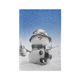 Обложка для паспорта матовая кожа с принтом Снеговик в Санкт-Петербурге, натуральная матовая кожа | размер 19,3 х 13,7 см; прозрачные пластиковые крепления | Тематика изображения на принте: 2016 | winter | год | зима | мартышка | новогодний | новый | обезьяна | обезьянка | подарок | с новым годом | снег | снеговик