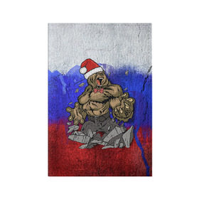 Обложка для паспорта матовая кожа с принтом Медведь в Санкт-Петербурге, натуральная матовая кожа | размер 19,3 х 13,7 см; прозрачные пластиковые крепления | Тематика изображения на принте: 2016 | год | медведь | мишка | новогодний | новый | патриот | россия | русский | с новым годом | сила | флаг