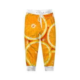 Детские брюки 3D с принтом Апельсинчик в Санкт-Петербурге, 100% полиэстер | манжеты по низу, эластичный пояс регулируется шнурком, по бокам два кармана без застежек, внутренняя часть кармана из мелкой сетки | orange | апельсин | фрукты