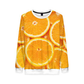 Женский свитшот 3D с принтом Апельсинчик в Санкт-Петербурге, 100% полиэстер с мягким внутренним слоем | круглый вырез горловины, мягкая резинка на манжетах и поясе, свободная посадка по фигуре | orange | апельсин | фрукты
