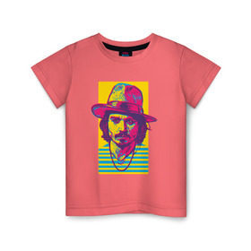 Детская футболка хлопок с принтом Джонни Депп в Санкт-Петербурге, 100% хлопок | круглый вырез горловины, полуприлегающий силуэт, длина до линии бедер | Тематика изображения на принте: depp | johnny | актер | депп | джонни | кино