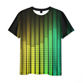 Мужская футболка 3D с принтом Эквалайзер в Санкт-Петербурге, 100% полиэфир | прямой крой, круглый вырез горловины, длина до линии бедер | equalizer | звук