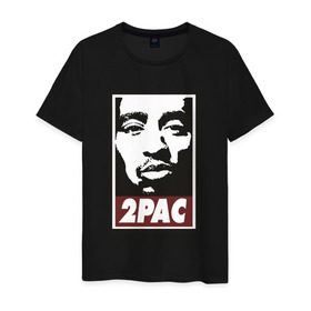 Мужская футболка хлопок с принтом 2pac в Санкт-Петербурге, 100% хлопок | прямой крой, круглый вырез горловины, длина до линии бедер, слегка спущенное плечо. | хип хоп