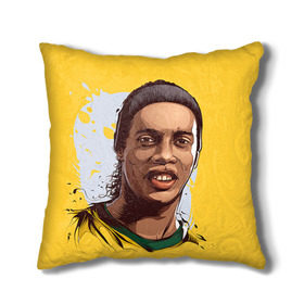 Подушка 3D с принтом Ronaldinho в Санкт-Петербурге, наволочка – 100% полиэстер, наполнитель – холлофайбер (легкий наполнитель, не вызывает аллергию). | состоит из подушки и наволочки. Наволочка на молнии, легко снимается для стирки | football | ronaldinho | роналдиньо | футбол | футболист