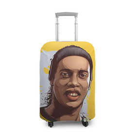 Чехол для чемодана 3D с принтом Ronaldinho в Санкт-Петербурге, 86% полиэфир, 14% спандекс | двустороннее нанесение принта, прорези для ручек и колес | football | ronaldinho | роналдиньо | футбол | футболист