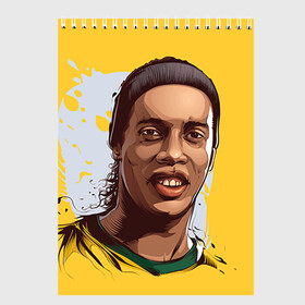 Скетчбук с принтом Ronaldinho в Санкт-Петербурге, 100% бумага
 | 48 листов, плотность листов — 100 г/м2, плотность картонной обложки — 250 г/м2. Листы скреплены сверху удобной пружинной спиралью | Тематика изображения на принте: football | ronaldinho | роналдиньо | футбол | футболист