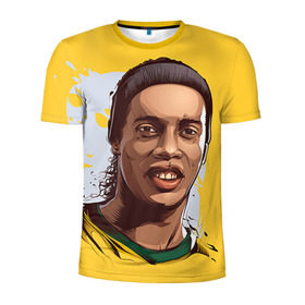 Мужская футболка 3D спортивная с принтом Ronaldinho в Санкт-Петербурге, 100% полиэстер с улучшенными характеристиками | приталенный силуэт, круглая горловина, широкие плечи, сужается к линии бедра | football | ronaldinho | роналдиньо | футбол | футболист