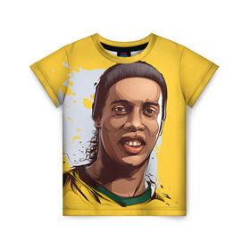 Детская футболка 3D с принтом Ronaldinho в Санкт-Петербурге, 100% гипоаллергенный полиэфир | прямой крой, круглый вырез горловины, длина до линии бедер, чуть спущенное плечо, ткань немного тянется | Тематика изображения на принте: football | ronaldinho | роналдиньо | футбол | футболист