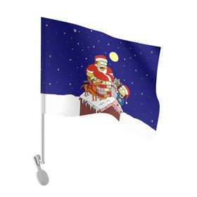 Флаг для автомобиля с принтом Новый год у Симпоснов в Санкт-Петербурге, 100% полиэстер | Размер: 30*21 см | гомер