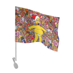Флаг для автомобиля с принтом Обжора Гомер в Санкт-Петербурге, 100% полиэстер | Размер: 30*21 см | гомер