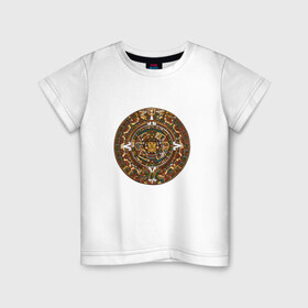 Детская футболка хлопок с принтом Maya в Санкт-Петербурге, 100% хлопок | круглый вырез горловины, полуприлегающий силуэт, длина до линии бедер | Тематика изображения на принте: календарь | майя | орнамент | узор