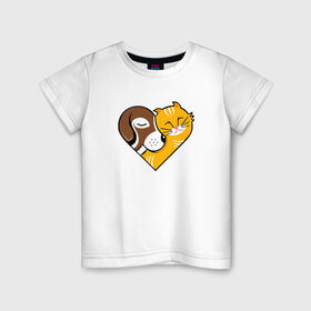 Детская футболка хлопок с принтом Проявление доброты в Санкт-Петербурге, 100% хлопок | круглый вырез горловины, полуприлегающий силуэт, длина до линии бедер | кошечка | проявление добротысобачка