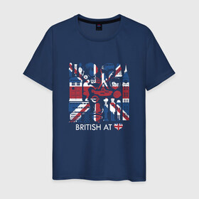 Мужская футболка хлопок с принтом Британия в сердце в Санкт-Петербурге, 100% хлопок | прямой крой, круглый вырез горловины, длина до линии бедер, слегка спущенное плечо. | britain | бин | доктор кто | королева | тардис