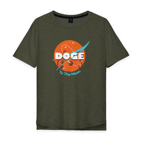 Мужская футболка хлопок Oversize с принтом Doge NASA в Санкт-Петербурге, 100% хлопок | свободный крой, круглый ворот, “спинка” длиннее передней части | smile | космос | лайка | луна | собака | улыбка
