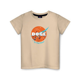 Детская футболка хлопок с принтом Doge NASA в Санкт-Петербурге, 100% хлопок | круглый вырез горловины, полуприлегающий силуэт, длина до линии бедер | smile | космос | лайка | луна | собака | улыбка
