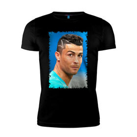 Мужская футболка премиум с принтом Cristiano Ronaldo в Санкт-Петербурге, 92% хлопок, 8% лайкра | приталенный силуэт, круглый вырез ворота, длина до линии бедра, короткий рукав | cristiano ronaldo | криштиану роналду | лига чемпионов | мю | португалия | реал мадрид | футбол
