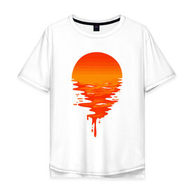 Мужская футболка хлопок Oversize с принтом Sunset в Санкт-Петербурге, 100% хлопок | свободный крой, круглый ворот, “спинка” длиннее передней части | sun | закат | краски | солнце