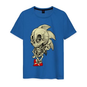 Мужская футболка хлопок с принтом Sonic skeleton в Санкт-Петербурге, 100% хлопок | прямой крой, круглый вырез горловины, длина до линии бедер, слегка спущенное плечо. | скелет