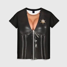 Женская футболка 3D с принтом Костюм шерифа в Санкт-Петербурге, 100% полиэфир ( синтетическое хлопкоподобное полотно) | прямой крой, круглый вырез горловины, длина до линии бедер | год | грудь | костюм | новый | ролевые | тело | шериф