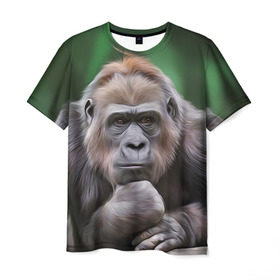 Мужская футболка 3D с принтом Обезьяна в Санкт-Петербурге, 100% полиэфир | прямой крой, круглый вырез горловины, длина до линии бедер | 2016 | мартышка | обезьяна | с новым годом | символ нг