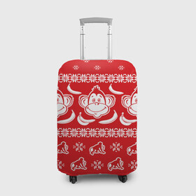 Чехол для чемодана 3D с принтом Свитер обезьянки в Санкт-Петербурге, 86% полиэфир, 14% спандекс | двустороннее нанесение принта, прорези для ручек и колес | банан