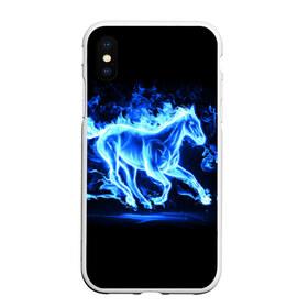 Чехол для iPhone XS Max матовый с принтом Ледяной конь в Санкт-Петербурге, Силикон | Область печати: задняя сторона чехла, без боковых панелей | арт | лёд | лошадь | огонь | пламя