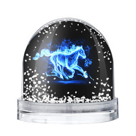 Снежный шар с принтом Ледяной конь в Санкт-Петербурге, Пластик | Изображение внутри шара печатается на глянцевой фотобумаге с двух сторон | арт | лёд | лошадь | огонь | пламя