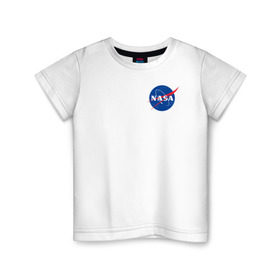 Детская футболка хлопок с принтом NASA в Санкт-Петербурге, 100% хлопок | круглый вырез горловины, полуприлегающий силуэт, длина до линии бедер | астронавты | космос | наса