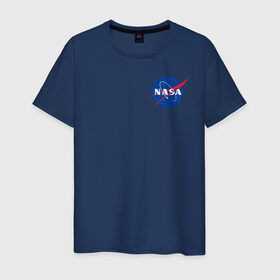Мужская футболка хлопок с принтом NASA в Санкт-Петербурге, 100% хлопок | прямой крой, круглый вырез горловины, длина до линии бедер, слегка спущенное плечо. | Тематика изображения на принте: астронавты | космос | наса