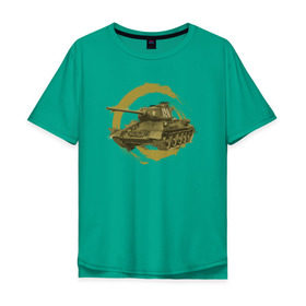 Мужская футболка хлопок Oversize с принтом Танк Т-34 в Санкт-Петербурге, 100% хлопок | свободный крой, круглый ворот, “спинка” длиннее передней части | war | ссср | т34 | танки | техника