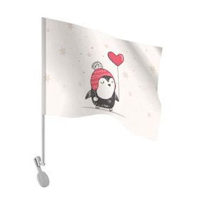Флаг для автомобиля с принтом Пингвин с шариком в Санкт-Петербурге, 100% полиэстер | Размер: 30*21 см | пингвин