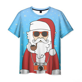 Мужская футболка 3D с принтом Дед мороз в Санкт-Петербурге, 100% полиэфир | прямой крой, круглый вырез горловины, длина до линии бедер | 2016 | christmas | hipster | new year | дед мороз | животные | нг | новый год | рождество | с новым годом | санта | хипстер