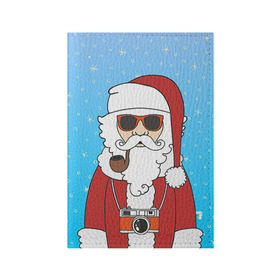 Обложка для паспорта матовая кожа с принтом Дед мороз в Санкт-Петербурге, натуральная матовая кожа | размер 19,3 х 13,7 см; прозрачные пластиковые крепления | 2016 | christmas | hipster | new year | дед мороз | животные | нг | новый год | рождество | с новым годом | санта | хипстер
