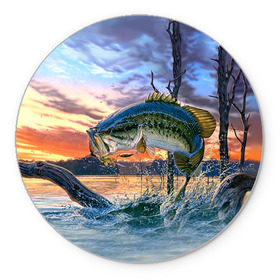 Коврик круглый с принтом Рыба в Санкт-Петербурге, резина и полиэстер | круглая форма, изображение наносится на всю лицевую часть | Тематика изображения на принте: fishing | рыба | рыбак | рыбалка | туризм