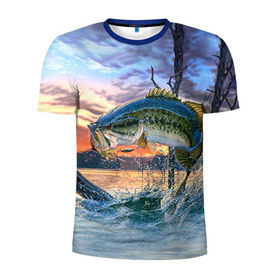 Мужская футболка 3D спортивная с принтом Рыба в Санкт-Петербурге, 100% полиэстер с улучшенными характеристиками | приталенный силуэт, круглая горловина, широкие плечи, сужается к линии бедра | fishing | рыба | рыбак | рыбалка | туризм