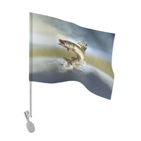 Флаг для автомобиля с принтом Щука в Санкт-Петербурге, 100% полиэстер | Размер: 30*21 см | fishing | рыба | рыбак | рыбалка | туризм | щука