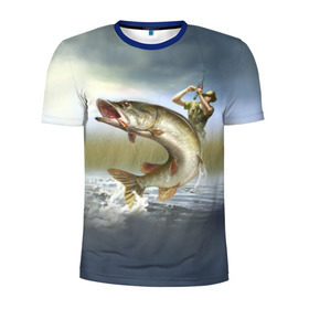 Мужская футболка 3D спортивная с принтом Щука в Санкт-Петербурге, 100% полиэстер с улучшенными характеристиками | приталенный силуэт, круглая горловина, широкие плечи, сужается к линии бедра | fishing | рыба | рыбак | рыбалка | туризм | щука