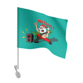 Флаг для автомобиля с принтом Дед мороз рокер в Санкт-Петербурге, 100% полиэстер | Размер: 30*21 см | heavy metal | rock | santa claus | дед мороз | рок | с новым годом | санта | санта клаус