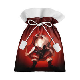 Подарочный 3D мешок с принтом Дед мороз рокер в Санкт-Петербурге, 100% полиэстер | Размер: 29*39 см | Тематика изображения на принте: heavy metal | rock | santa claus | дед мороз | рок | с новым годом | санта | санта клаус