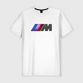 Мужская футболка премиум с принтом BMW M texture в Санкт-Петербурге, 92% хлопок, 8% лайкра | приталенный силуэт, круглый вырез ворота, длина до линии бедра, короткий рукав | Тематика изображения на принте: 5 | bmw | m | бмв | м