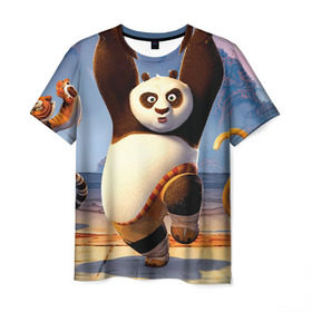 Мужская футболка 3D с принтом Кунг фу панда в Санкт-Петербурге, 100% полиэфир | прямой крой, круглый вырез горловины, длина до линии бедер | kung fu | kung fu panda | panda | кунг фу | кунг фу панда | кунгфу | панда. кунг фу | по