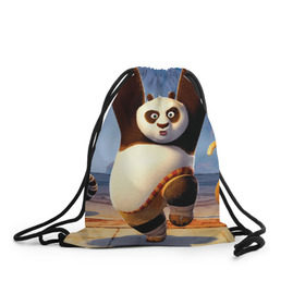 Рюкзак-мешок 3D с принтом Кунг фу панда в Санкт-Петербурге, 100% полиэстер | плотность ткани — 200 г/м2, размер — 35 х 45 см; лямки — толстые шнурки, застежка на шнуровке, без карманов и подкладки | kung fu | kung fu panda | panda | кунг фу | кунг фу панда | кунгфу | панда. кунг фу | по