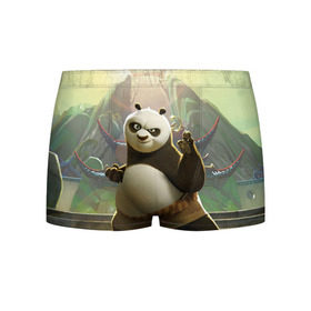 Мужские трусы 3D с принтом Кунг фу панда в Санкт-Петербурге, 50% хлопок, 50% полиэстер | классическая посадка, на поясе мягкая тканевая резинка | Тематика изображения на принте: kung fu | kung fu panda | panda | кунг фу | кунг фу панда | кунгфу | панда. кунг фу | по