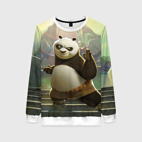 Женский свитшот 3D с принтом Кунг фу панда в Санкт-Петербурге, 100% полиэстер с мягким внутренним слоем | круглый вырез горловины, мягкая резинка на манжетах и поясе, свободная посадка по фигуре | kung fu | kung fu panda | panda | кунг фу | кунг фу панда | кунгфу | панда. кунг фу | по