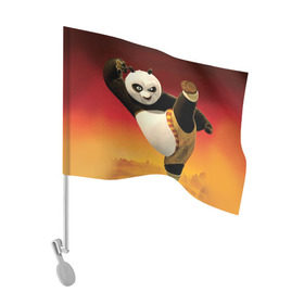 Флаг для автомобиля с принтом Кунг фу панда в Санкт-Петербурге, 100% полиэстер | Размер: 30*21 см | Тематика изображения на принте: kung fu | kung fu panda | panda | кунг фу | кунг фу панда | кунгфу | панда. кунг фу | по